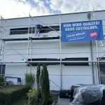 Eingerüstetes Wohnhaus